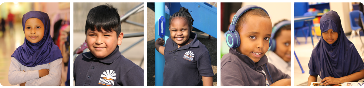 Collage of five individual student portraits